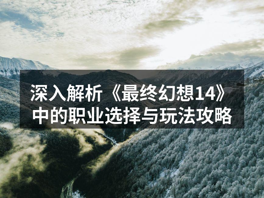 深入解析《最终幻想14》中的职业选择与玩法攻略